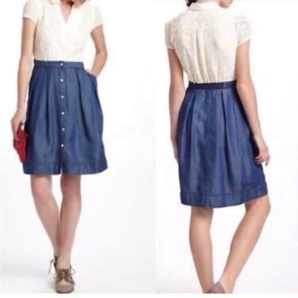 Anthropologie HD in Paris lace and chambray dress - Picture 2 of 6